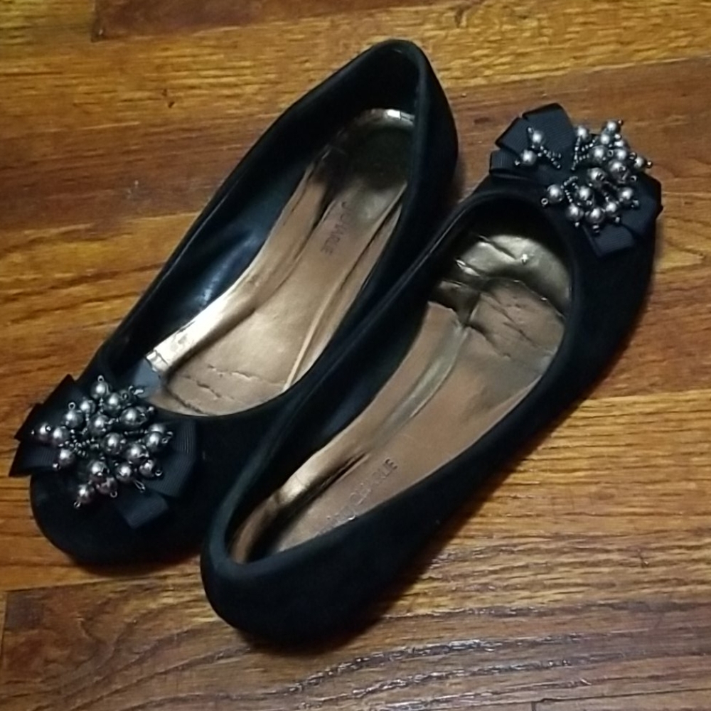 Black suede flats